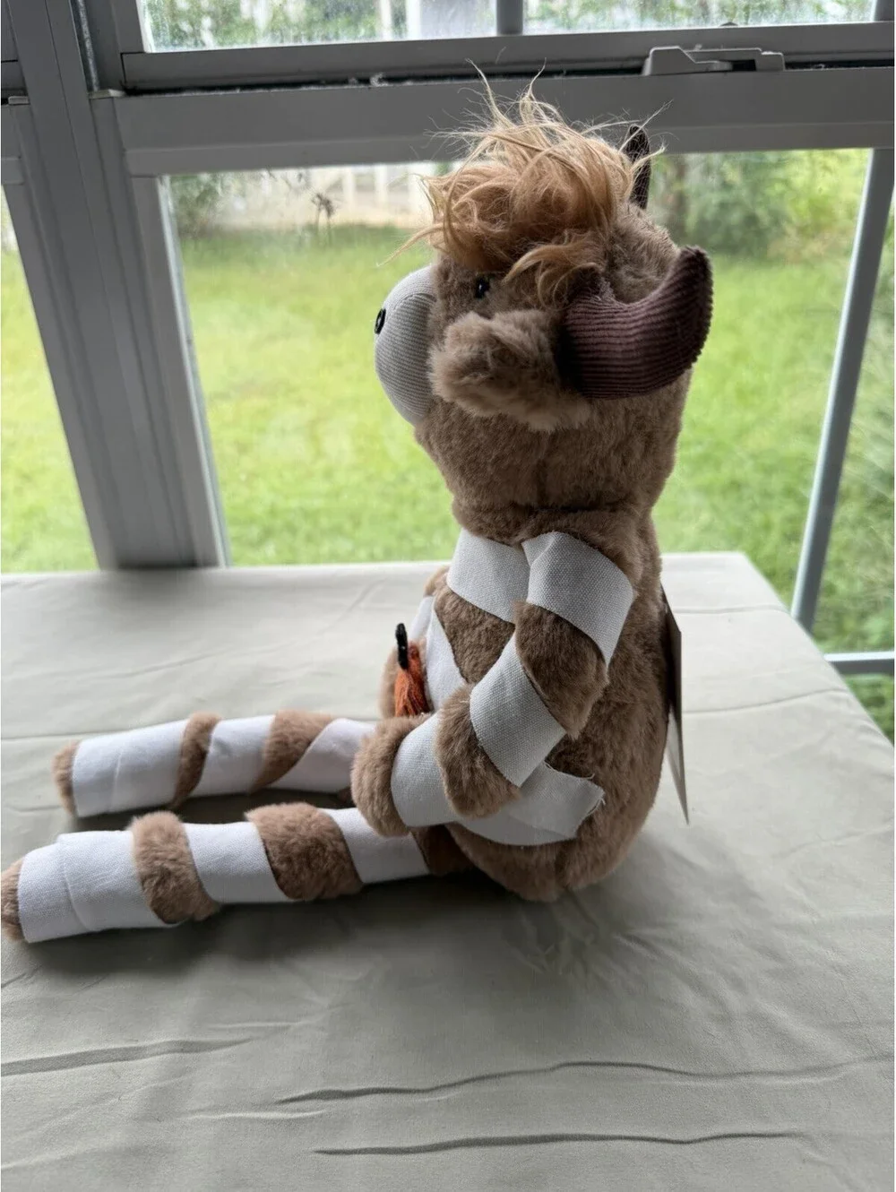 Halloween Mummy Highland Cow With Pumpkin, 10” Tall